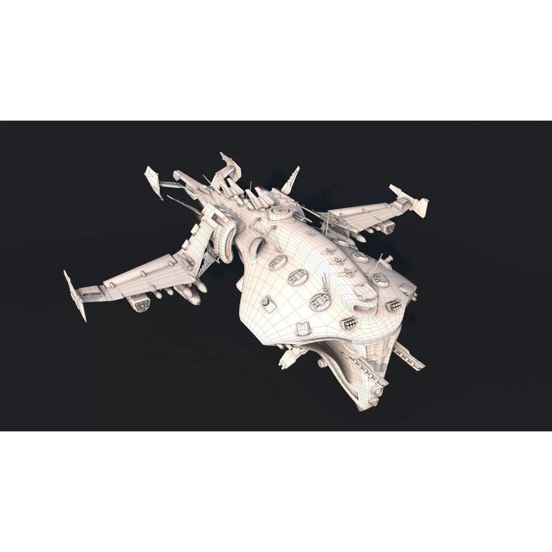 Spaceship 05 3D Model – Low Poly Game-Ready Asset, FBX - View 6