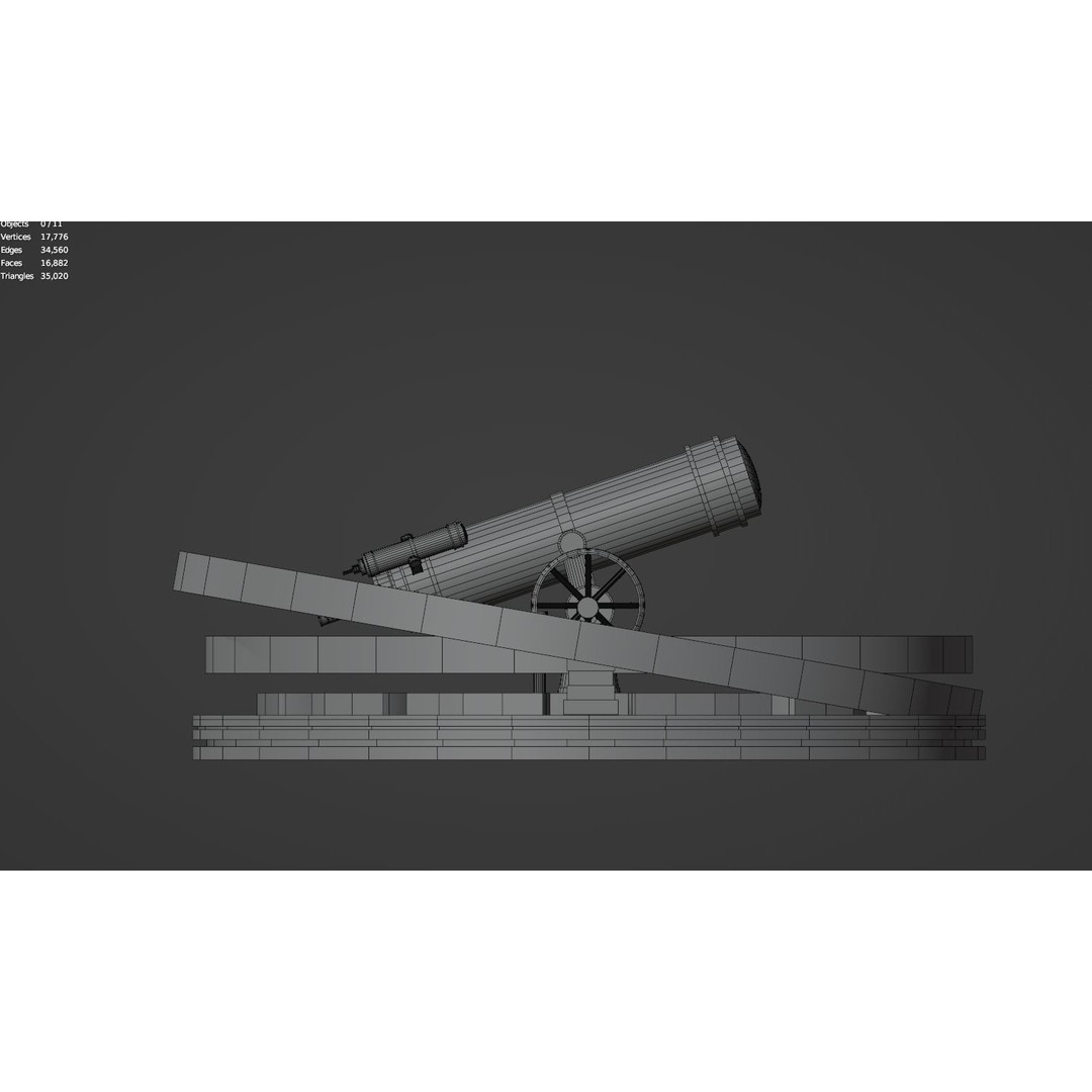 Astronomical Telescope 3D Model – Untextured Polygon Mesh, FBX, OBJ - View 11