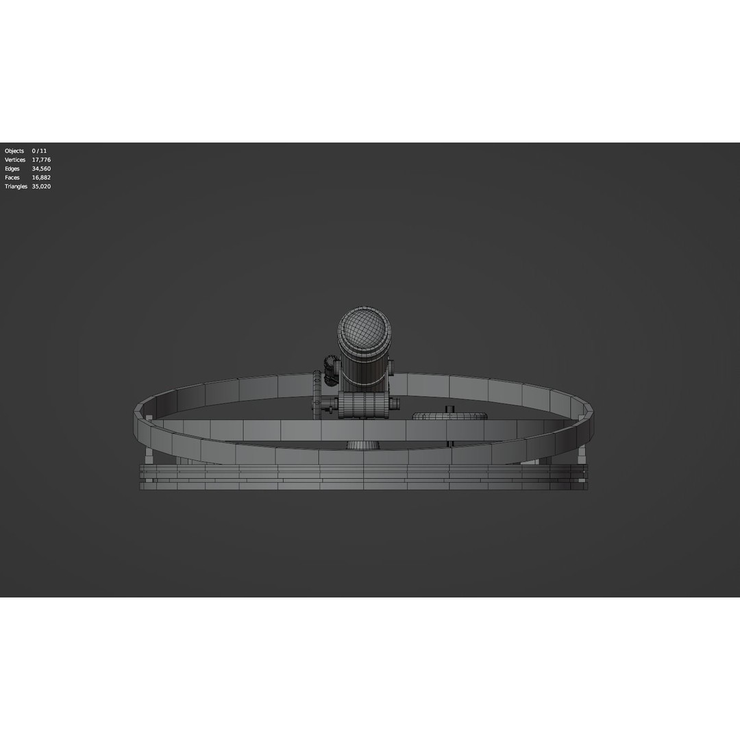 Astronomical Telescope 3D Model – Untextured Polygon Mesh, FBX, OBJ - View 12