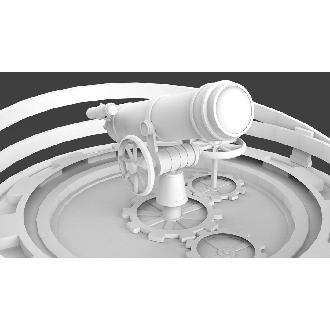 Astronomical Telescope 3D Model – Untextured Polygon Mesh, FBX, OBJ - View 4