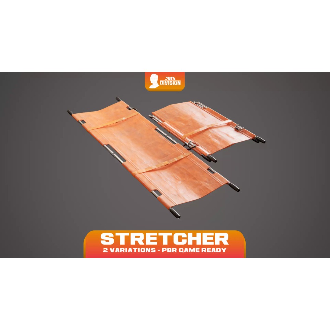 Stretcher 3D Model – Low Poly Game Ready, PBR Textures, FBX - View 2