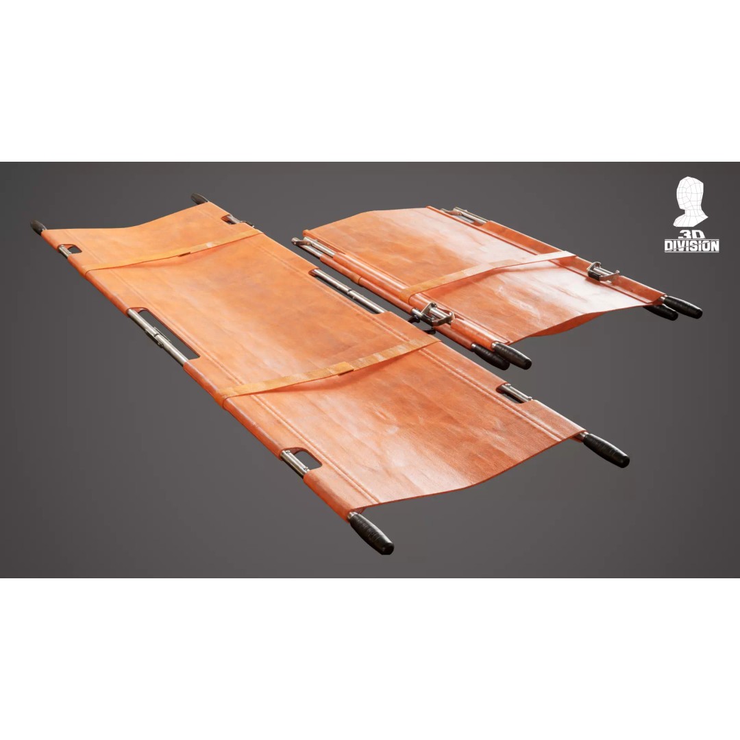 Stretcher 3D Model – Low Poly Game Ready, PBR Textures, FBX - View 3