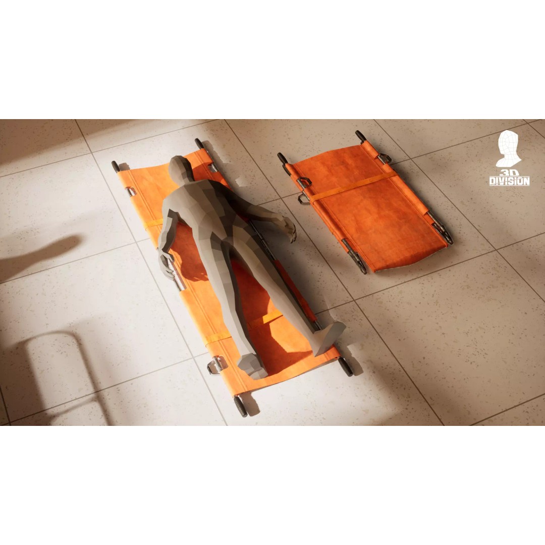 Stretcher 3D Model – Low Poly Game Ready, PBR Textures, FBX - View 4