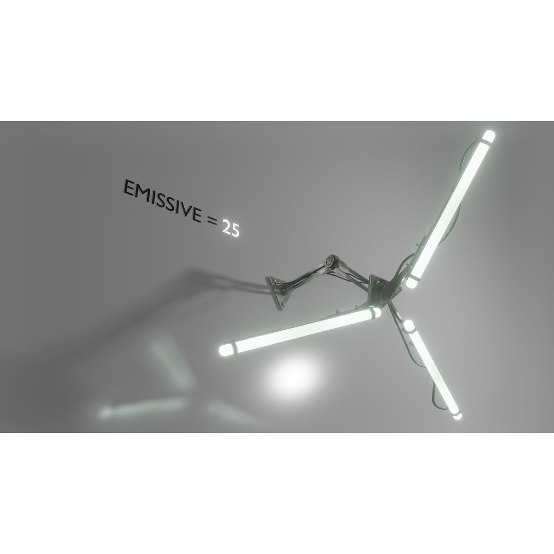 Cyberpunk Triple Light 3D Model – Low Poly Modular Lamp, FBX - View 10