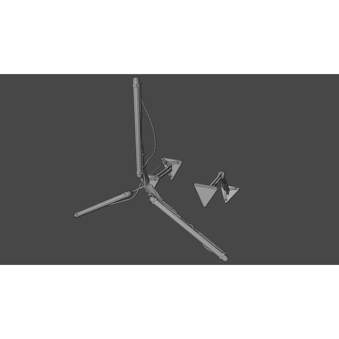 Cyberpunk Triple Light 3D Model – Low Poly Modular Lamp, FBX - View 15
