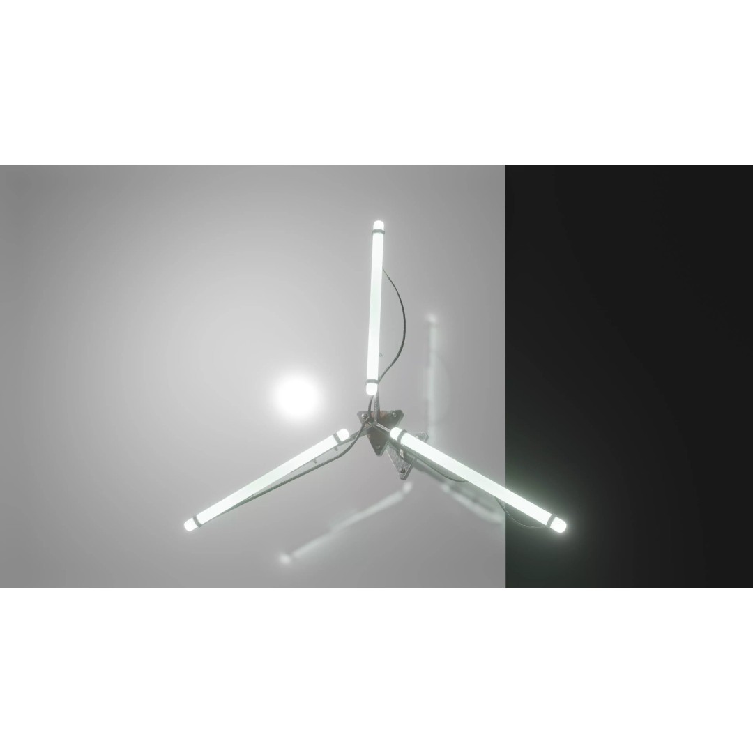 Cyberpunk Triple Light 3D Model – Low Poly Modular Lamp, FBX - View 2