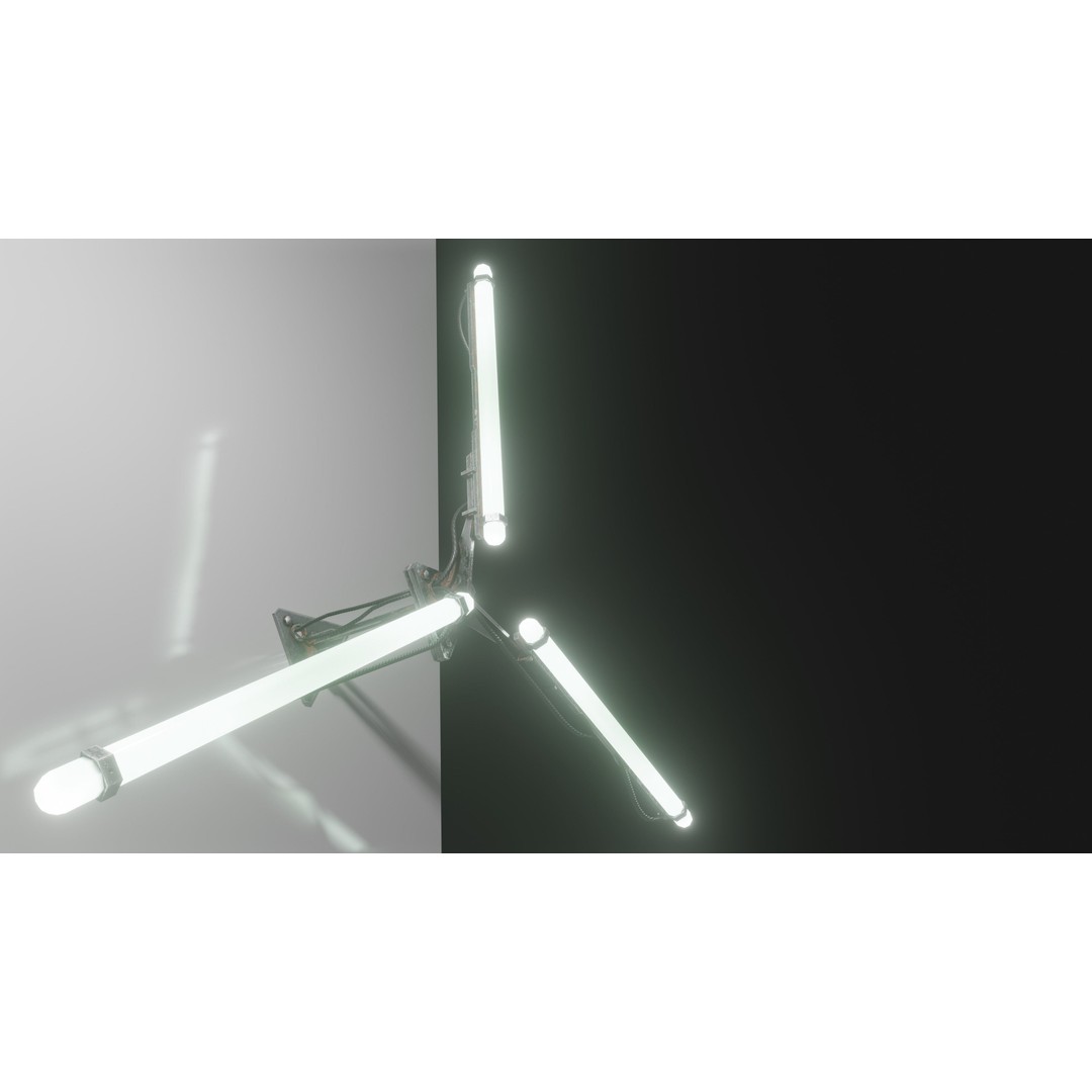Cyberpunk Triple Light 3D Model – Low Poly Modular Lamp, FBX - View 5