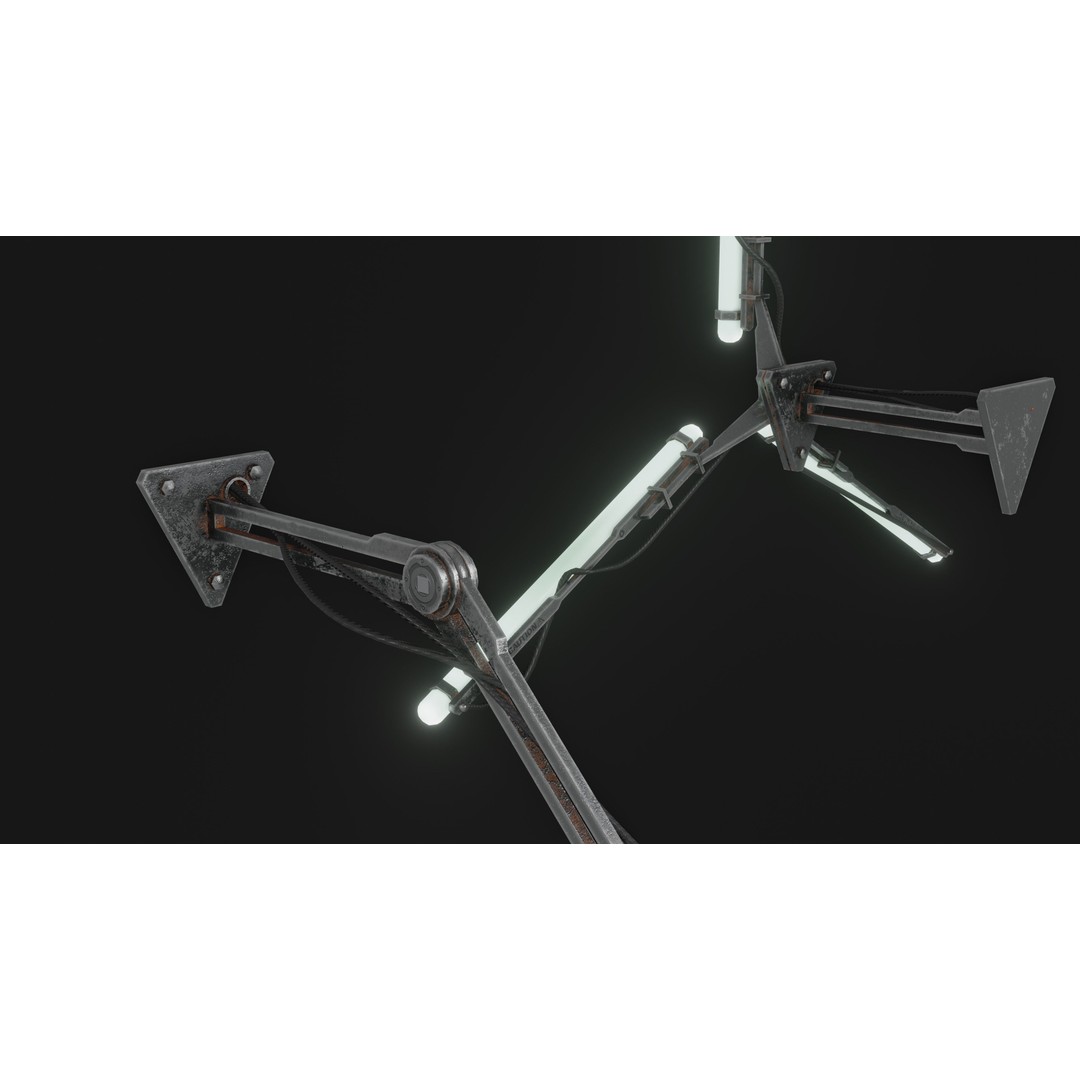 Cyberpunk Triple Light 3D Model – Low Poly Modular Lamp, FBX - View 6