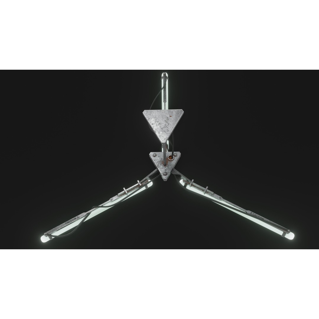 Cyberpunk Triple Light 3D Model – Low Poly Modular Lamp, FBX - View 8