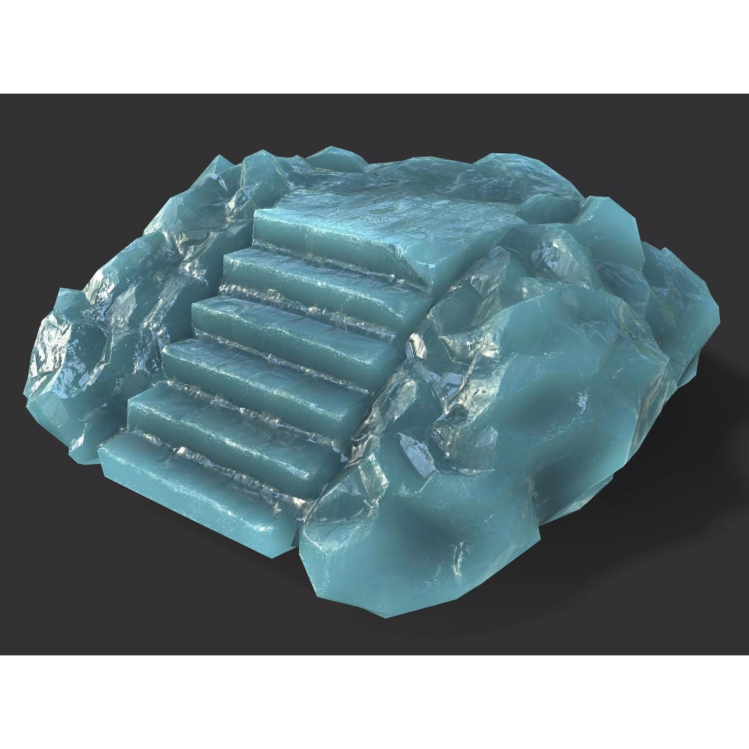Stone Stairs 3D Model – Low Poly PBR Game Asset, FBX, OBJ - View 2