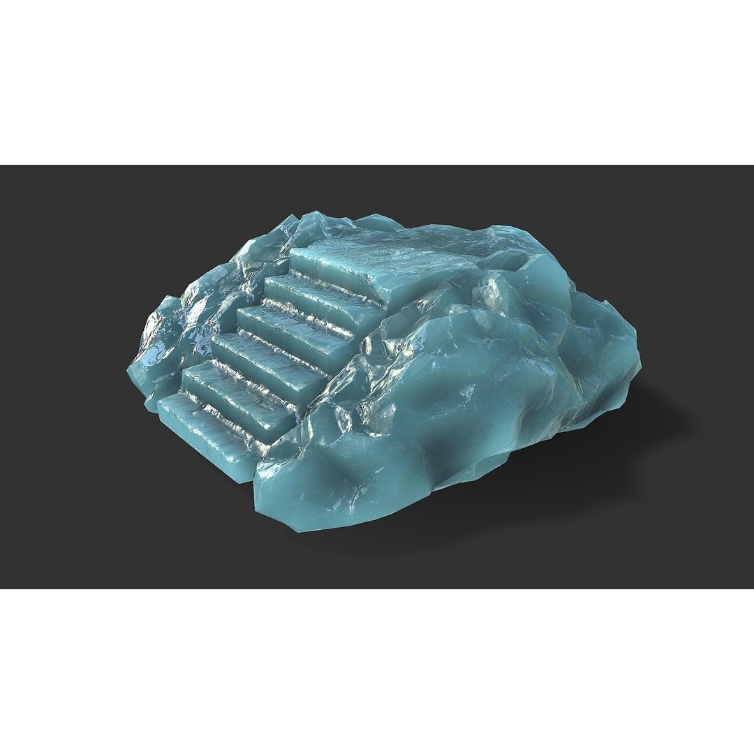 Stone Stairs 3D Model – Low Poly PBR Game Asset, FBX, OBJ - View 4