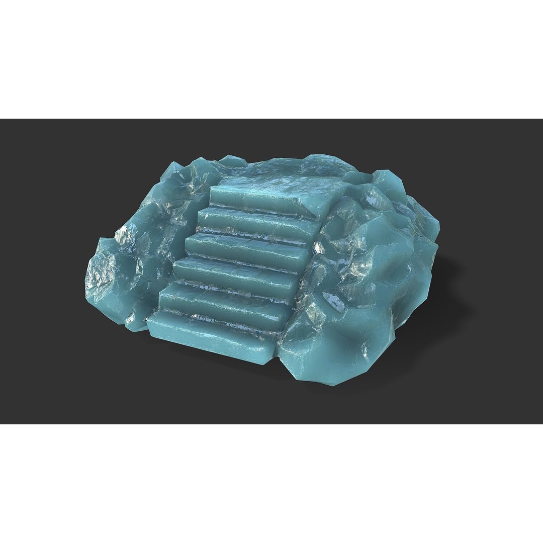 Stone Stairs 3D Model – Low Poly PBR Game Asset, FBX, OBJ - View 5