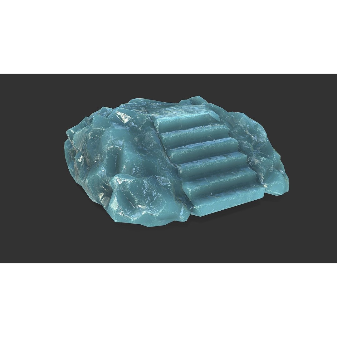 Stone Stairs 3D Model – Low Poly PBR Game Asset, FBX, OBJ - View 7