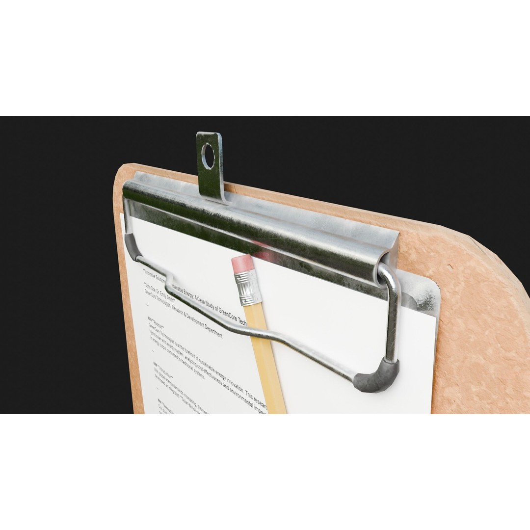 Clipboard and Pencil 3D Model – Low Poly PBR Asset, FBX & OBJ - View 10