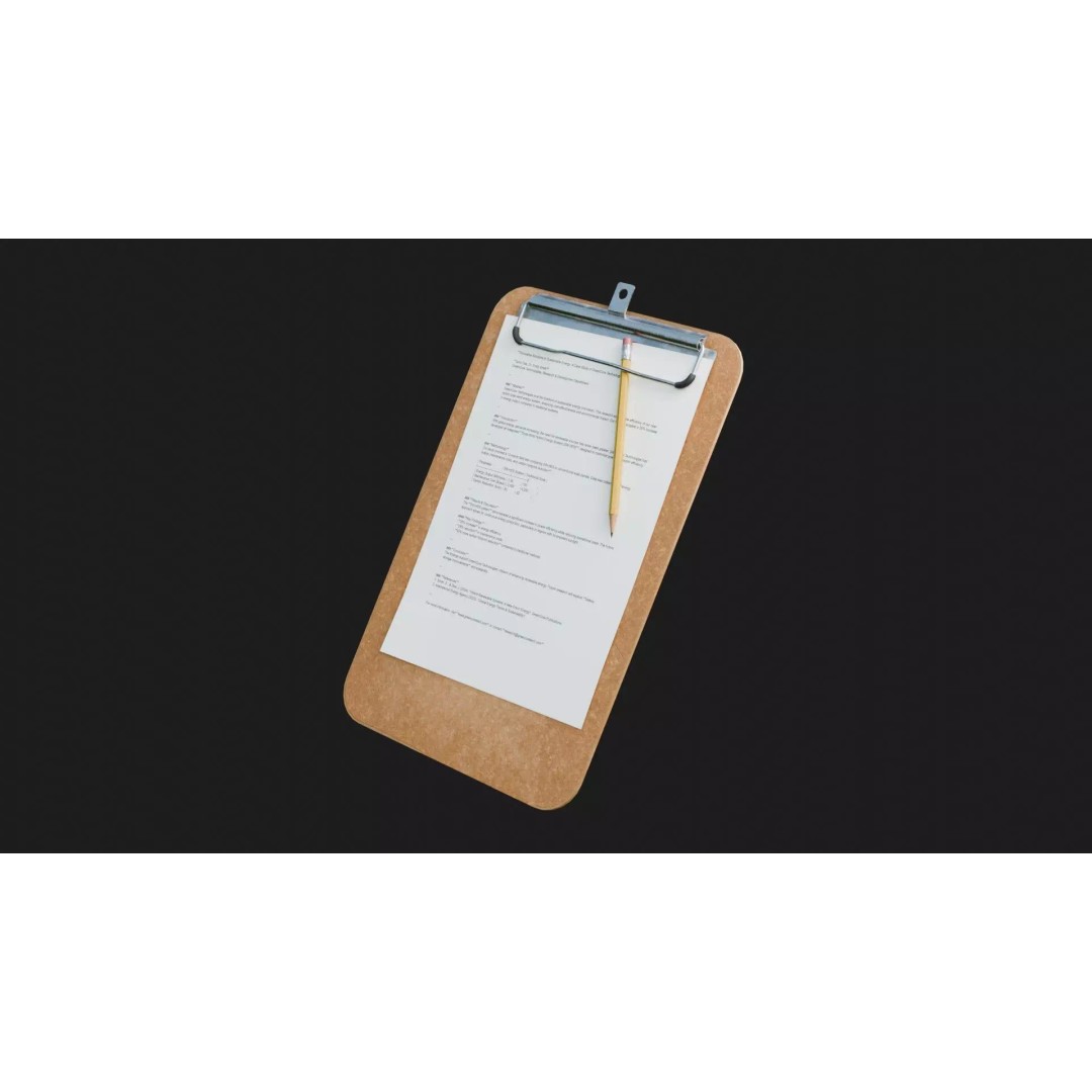 Clipboard and Pencil 3D Model – Low Poly PBR Asset, FBX & OBJ - View 2