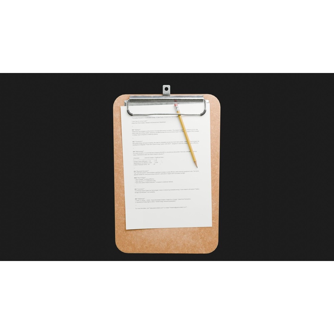 Clipboard and Pencil 3D Model – Low Poly PBR Asset, FBX & OBJ - View 5