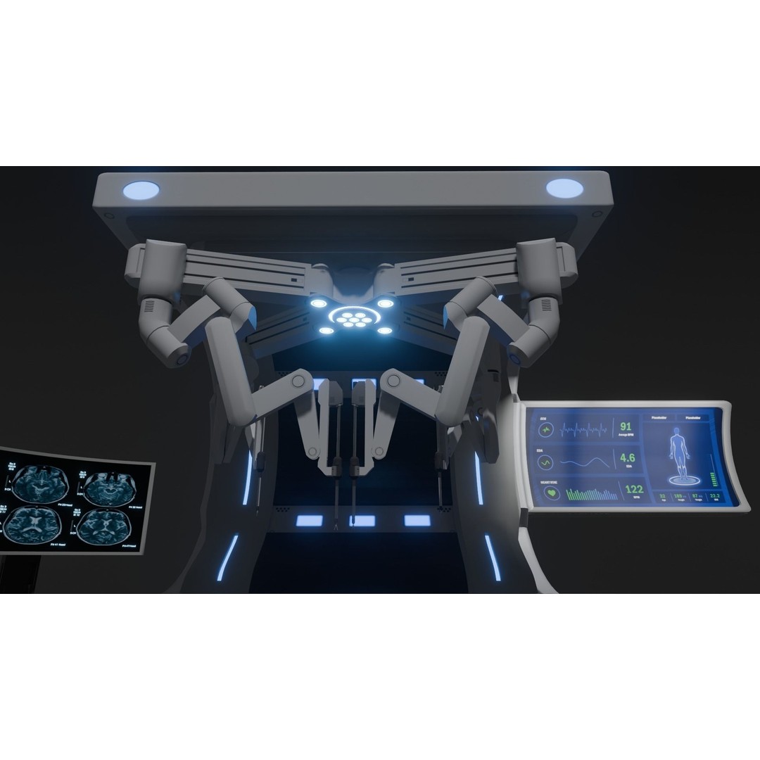 Surgical Robotic System 3D Model – Low Poly Rigged Asset, FBX, OBJ - View 13
