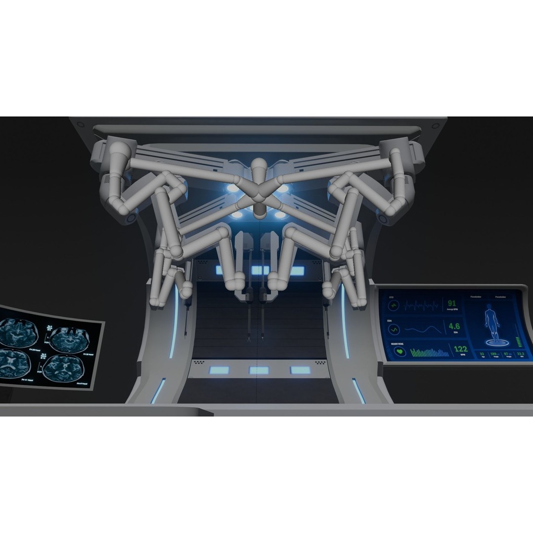 Surgical Robotic System 3D Model – Low Poly Rigged Asset, FBX, OBJ - View 15