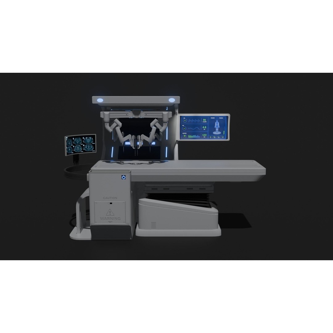 Surgical Robotic System 3D Model – Low Poly Rigged Asset, FBX, OBJ - View 3