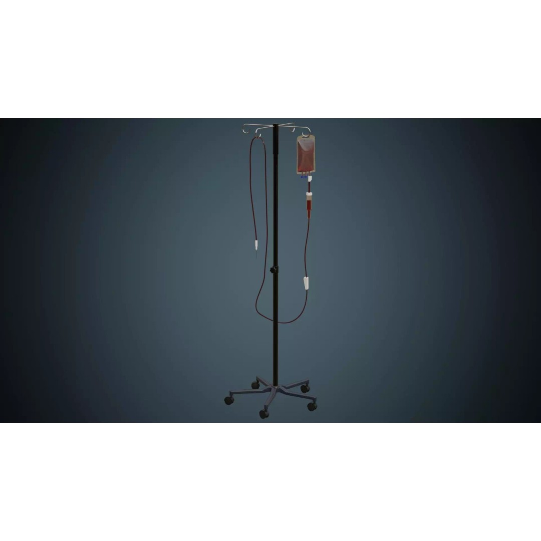 IV Stand 3D Model – Low Poly Medical Equipment, FBX & OBJ Formats - View 2