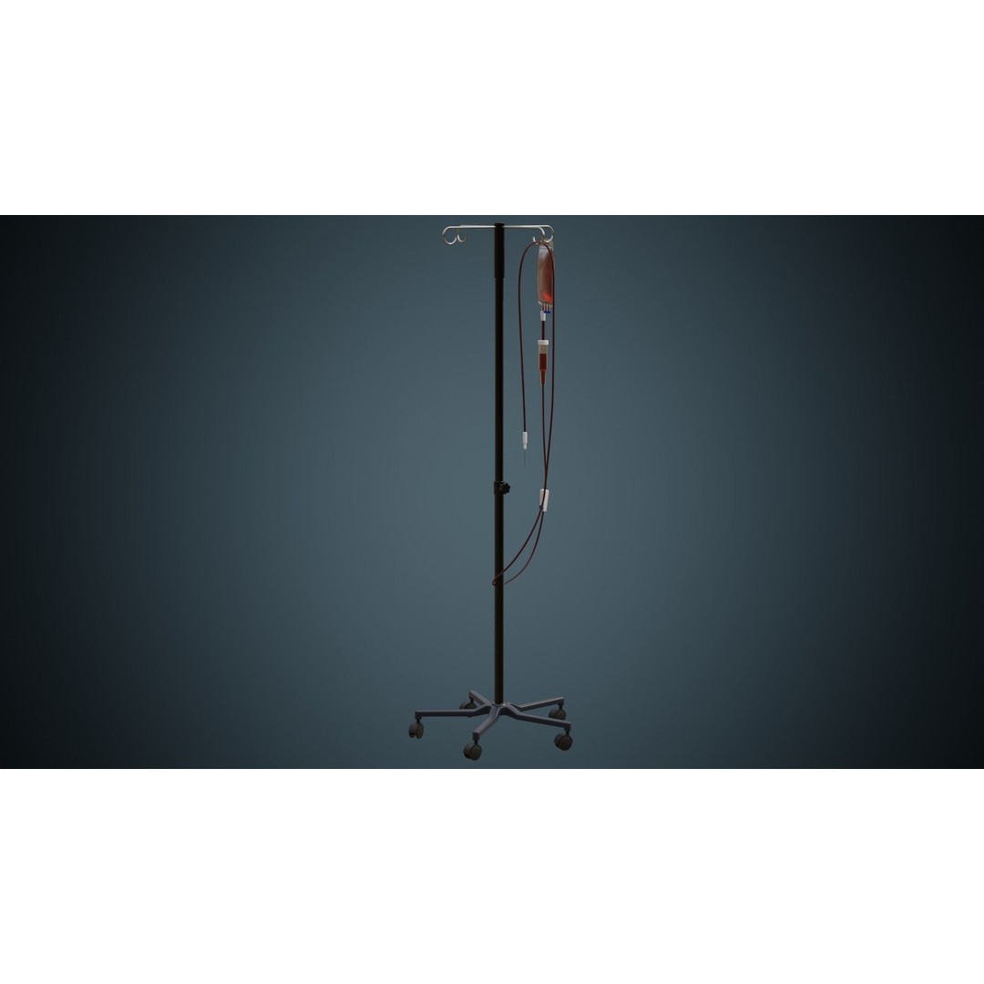 IV Stand 3D Model – Low Poly Medical Equipment, FBX & OBJ Formats - View 3