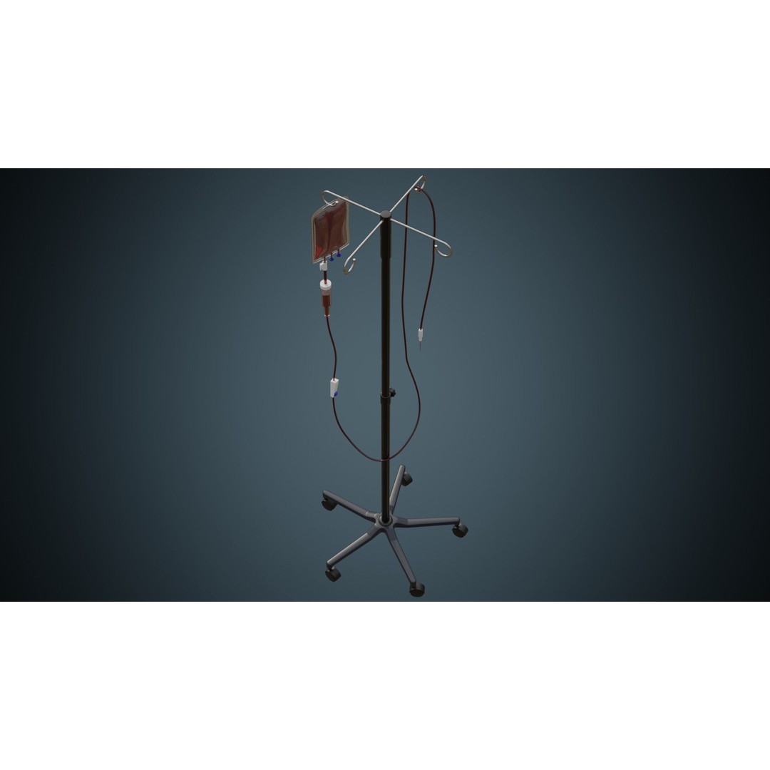 IV Stand 3D Model – Low Poly Medical Equipment, FBX & OBJ Formats - View 4