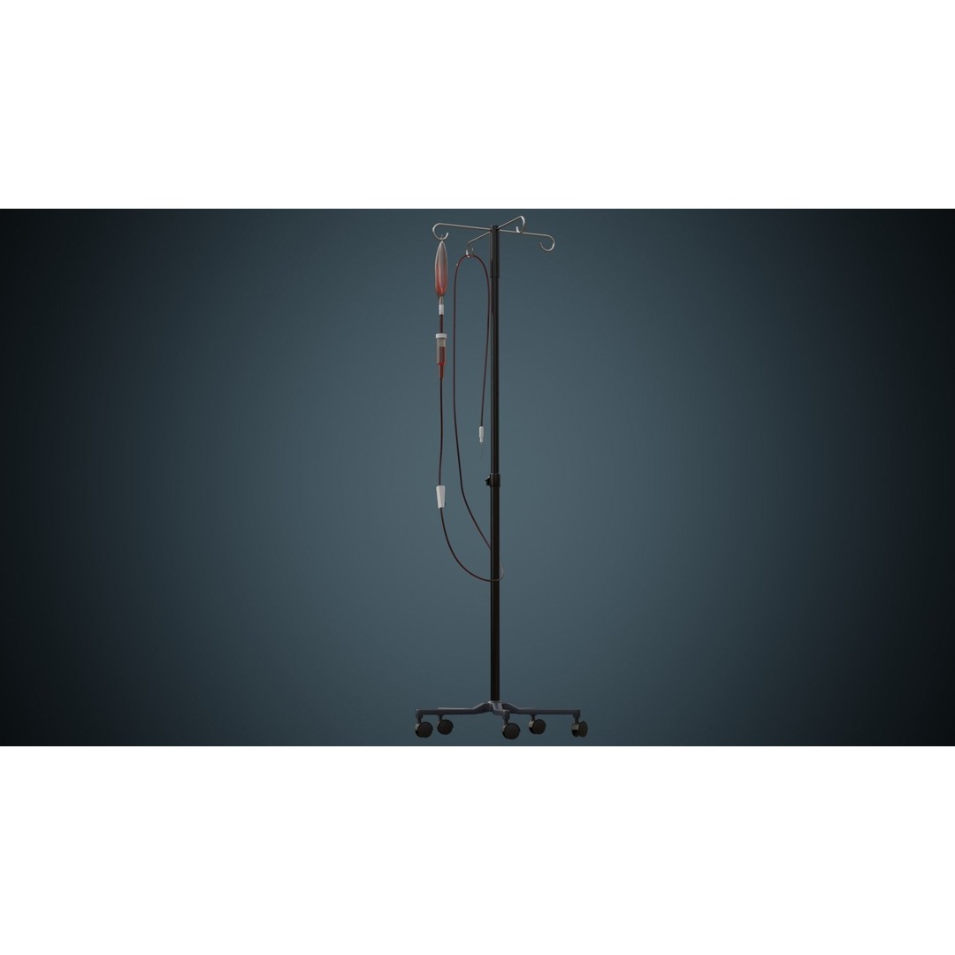 IV Stand 3D Model – Low Poly Medical Equipment, FBX & OBJ Formats - View 5