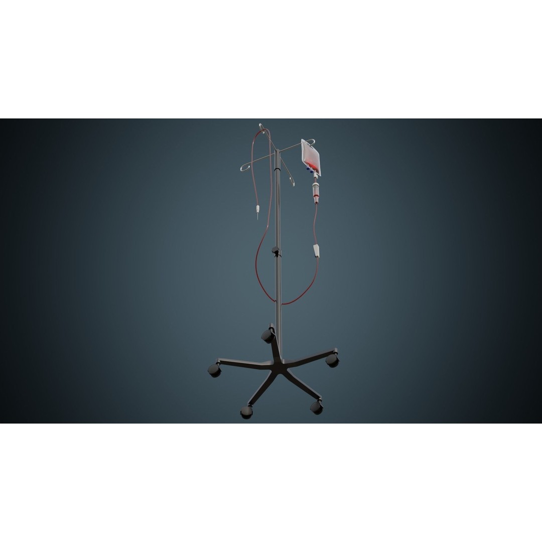 IV Stand 3D Model – Low Poly Medical Equipment, FBX & OBJ Formats - View 6
