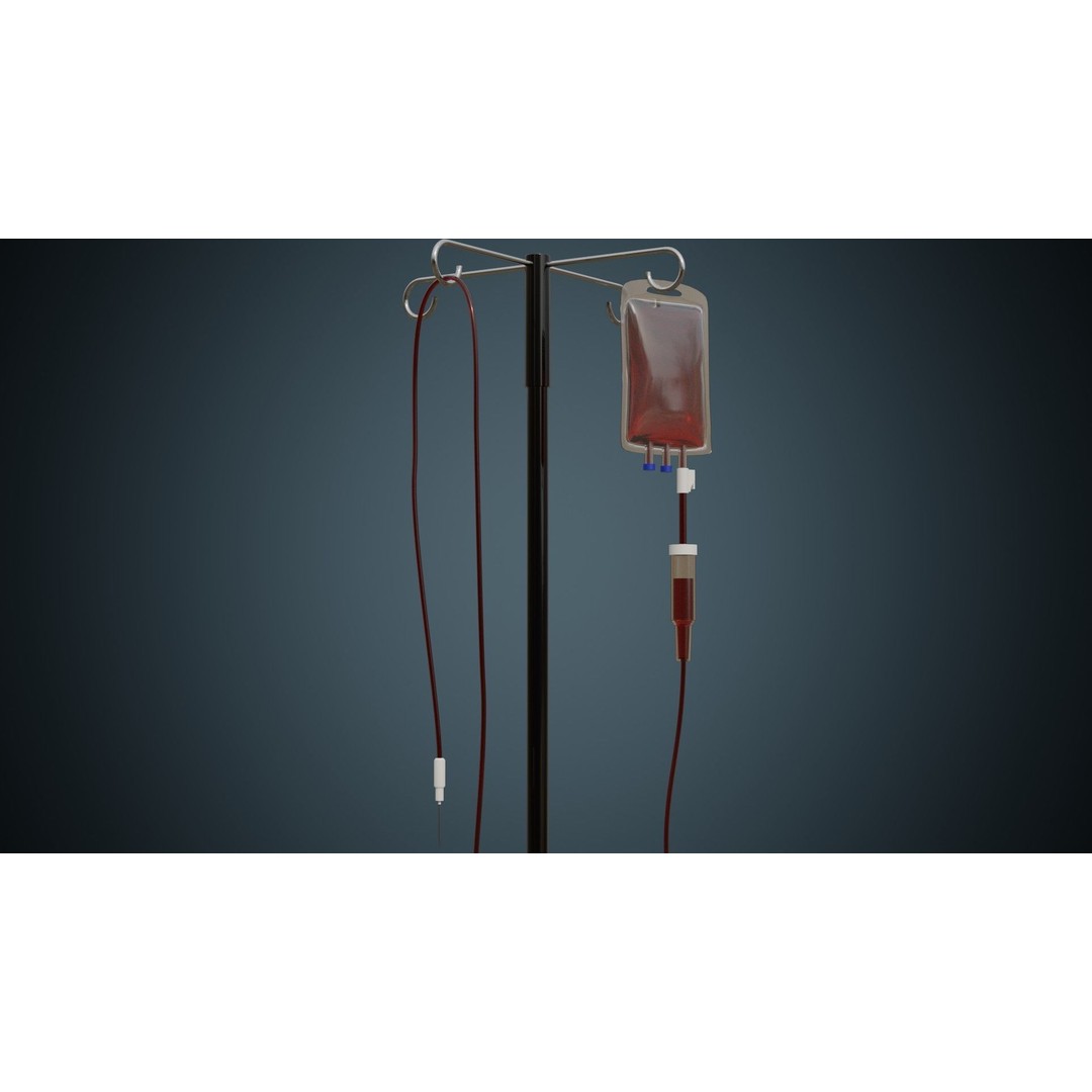 IV Stand 3D Model – Low Poly Medical Equipment, FBX & OBJ Formats - View 7