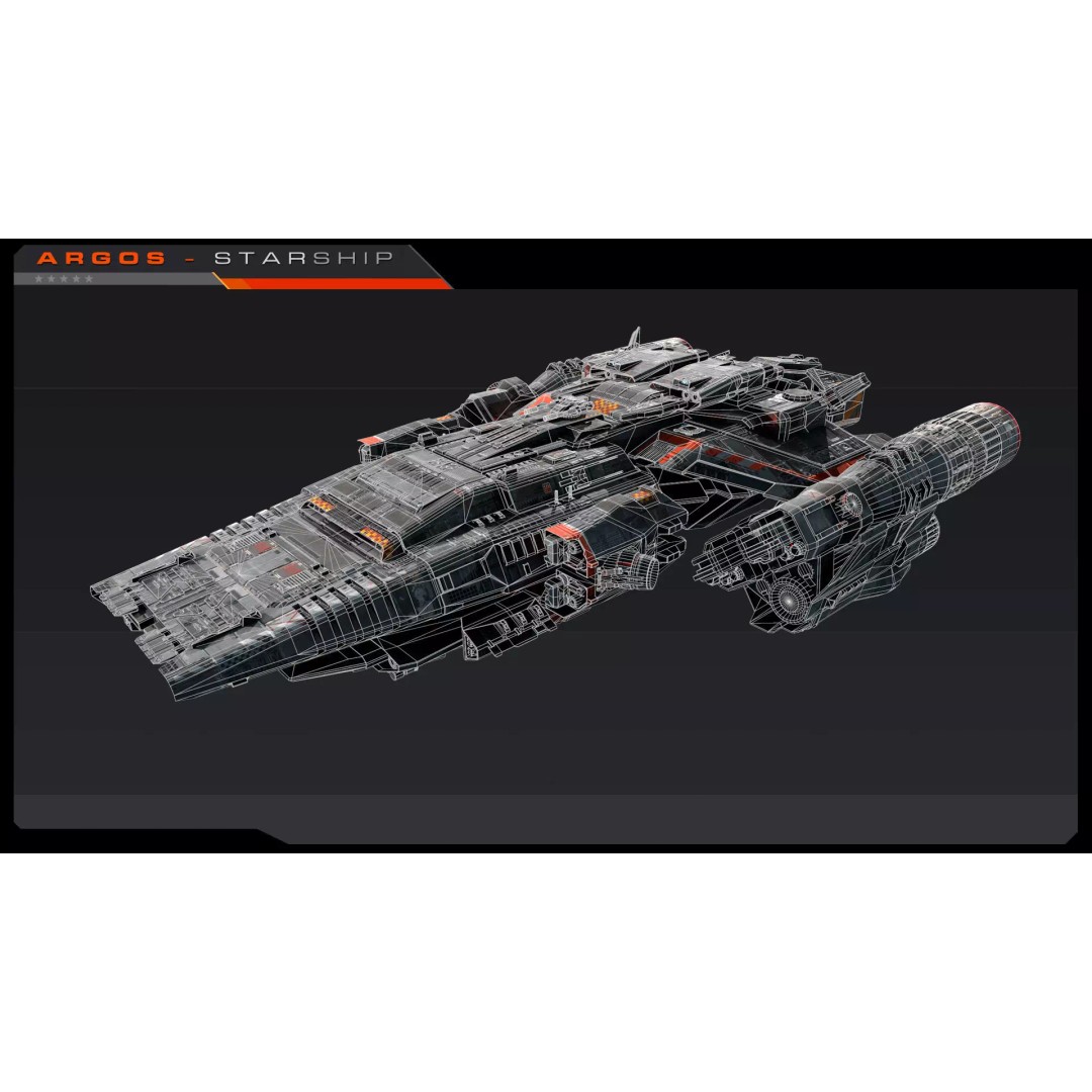 ARGOS Starship 3D Model – Low Poly Sci-Fi Spaceship, FBX, PBR Textures