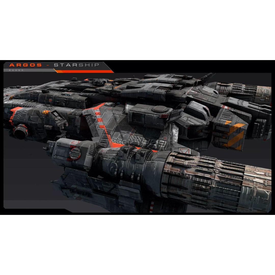 ARGOS Starship 3D Model – Low Poly Sci-Fi Spaceship, FBX, PBR Textures - View 12