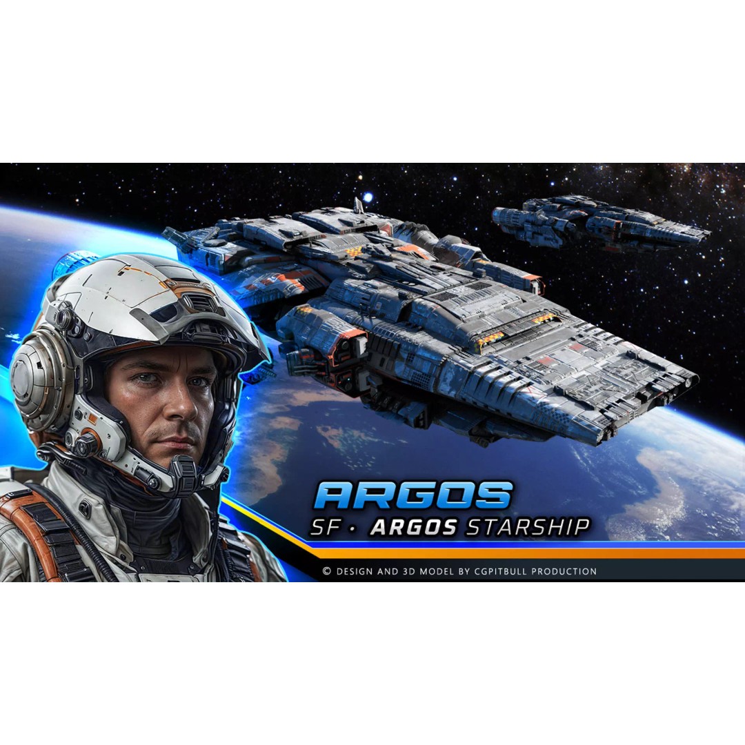 ARGOS Starship 3D Model – Low Poly Sci-Fi Spaceship, FBX, PBR Textures - View 2