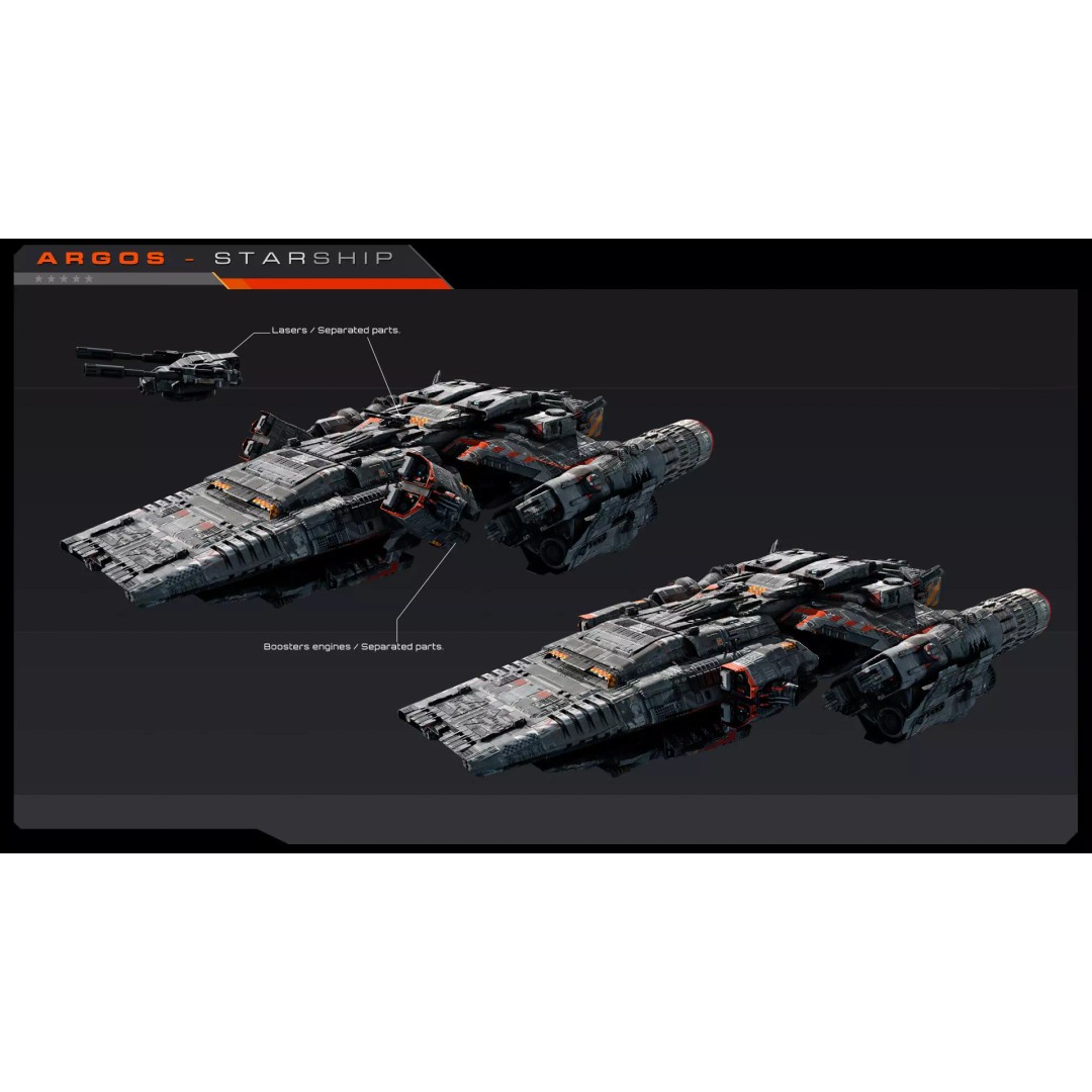 ARGOS Starship 3D Model – Low Poly Sci-Fi Spaceship, FBX, PBR Textures - View 4