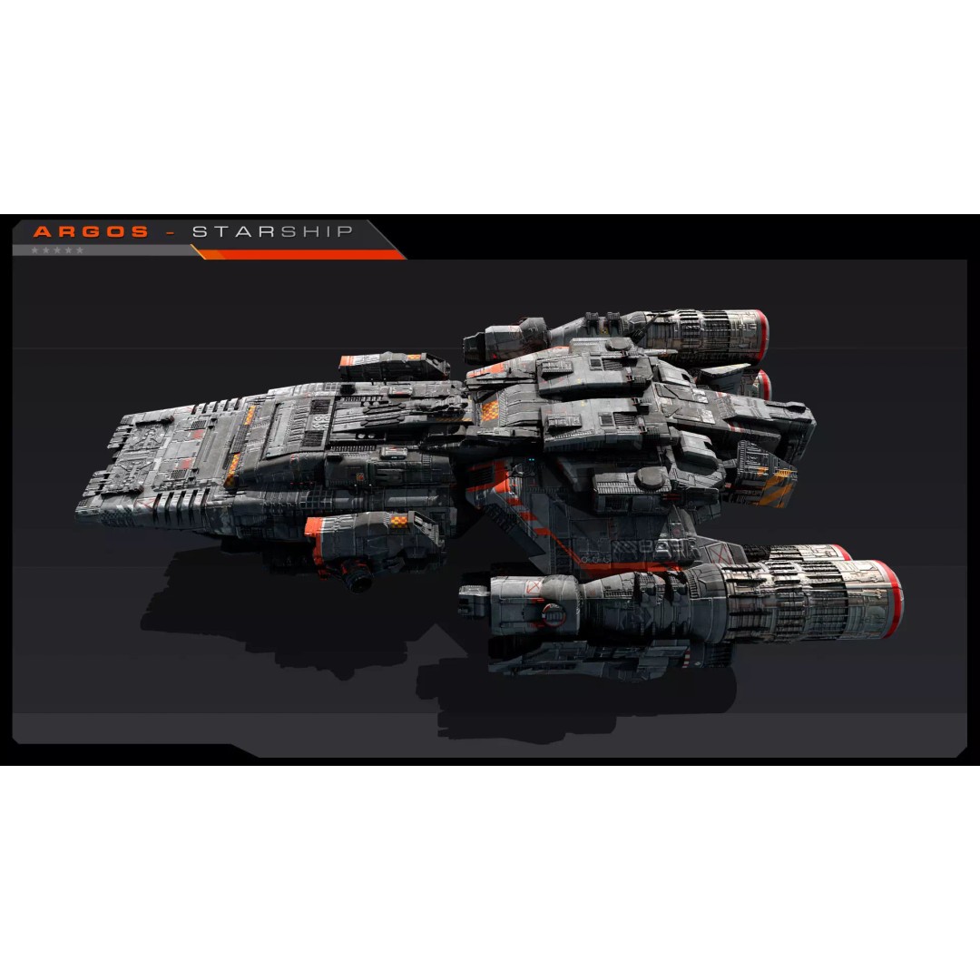 ARGOS Starship 3D Model – Low Poly Sci-Fi Spaceship, FBX, PBR Textures - View 5