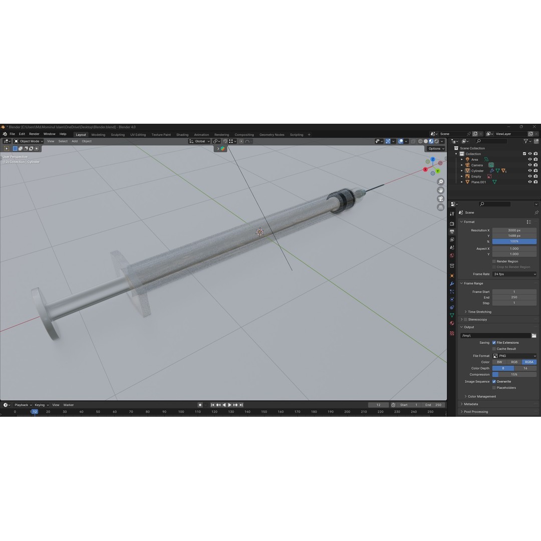 Syringe 3D Model – Low Poly Medical Instrument, FBX, OBJ - View 14