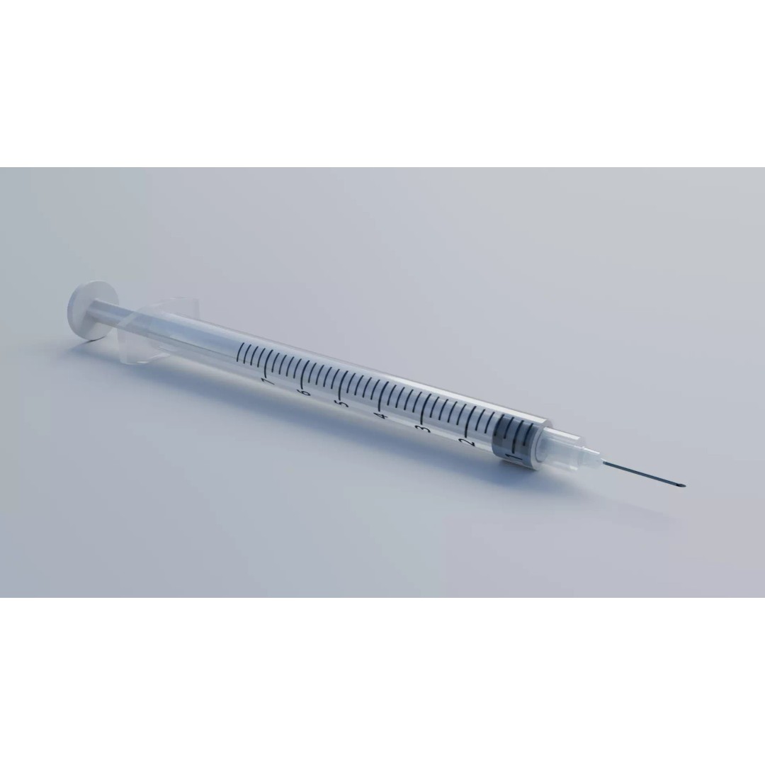 Syringe 3D Model – Low Poly Medical Instrument, FBX, OBJ - View 2