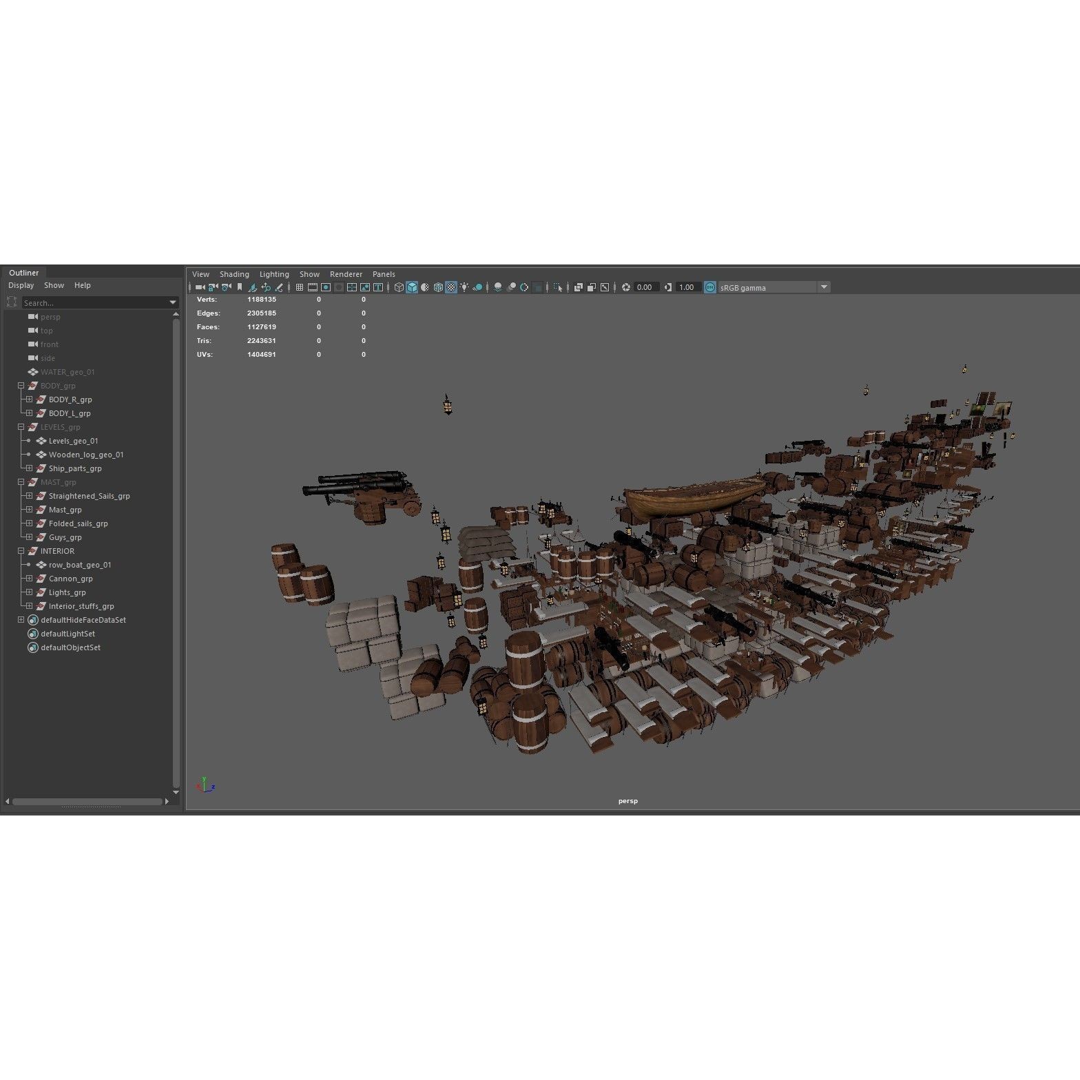 Galleon - Highly Detailed Interior 3D Model - View 10