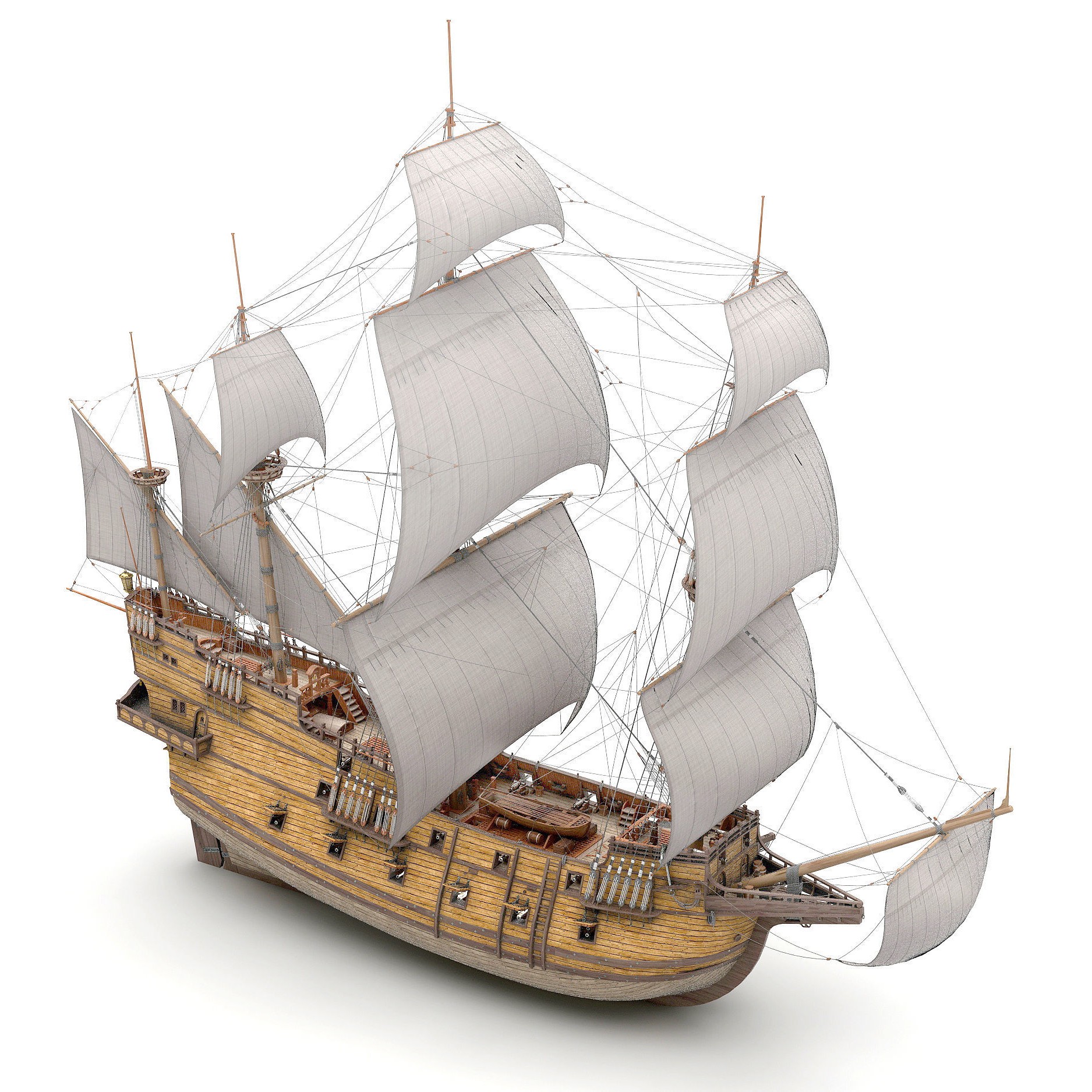 Galleon - Highly Detailed Interior 3D Model - View 12