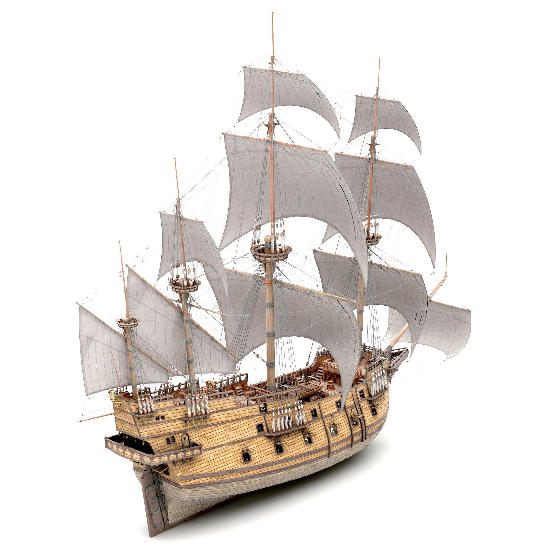 Galleon - Highly Detailed Interior 3D Model - View 14