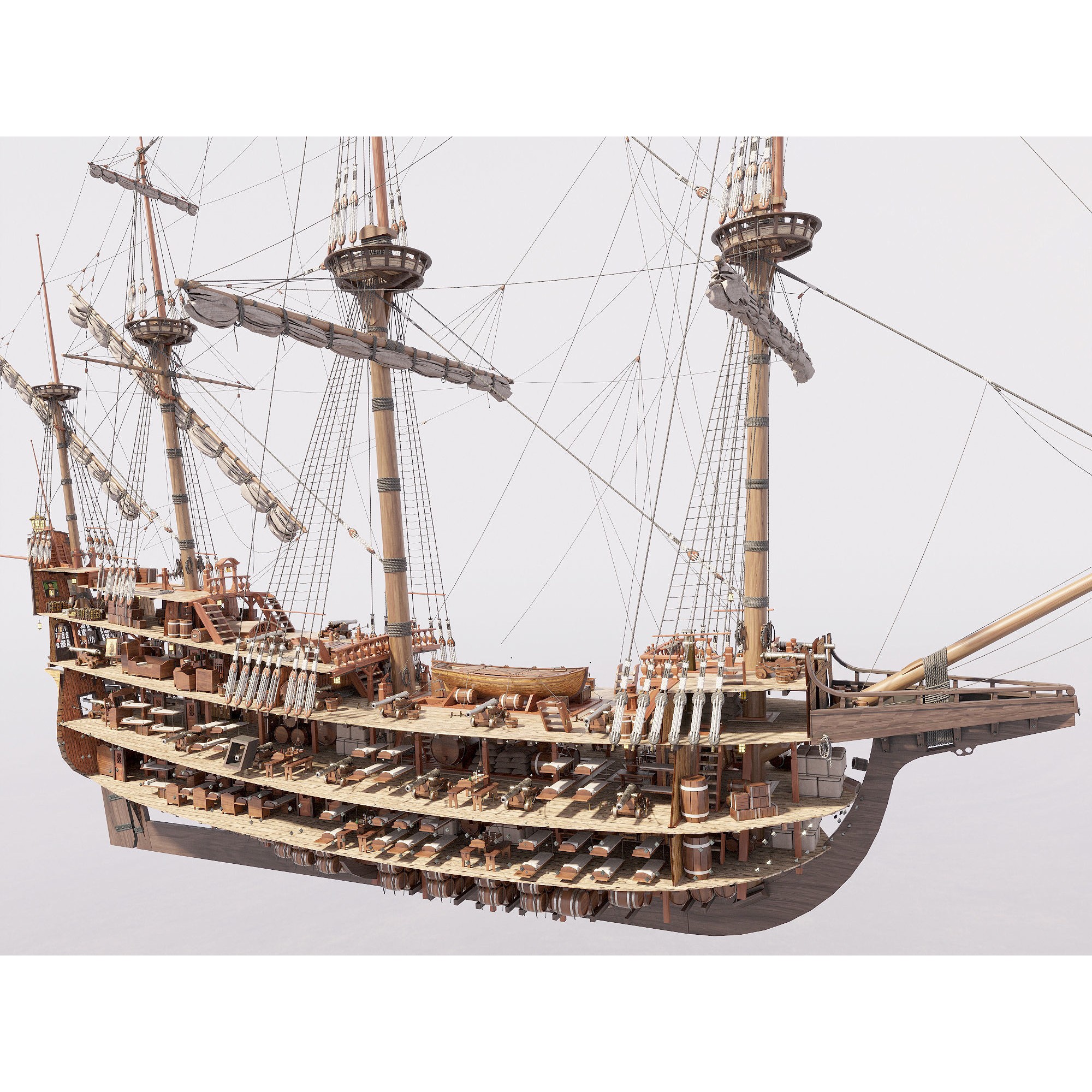 Galleon - Highly Detailed Interior 3D Model - View 16
