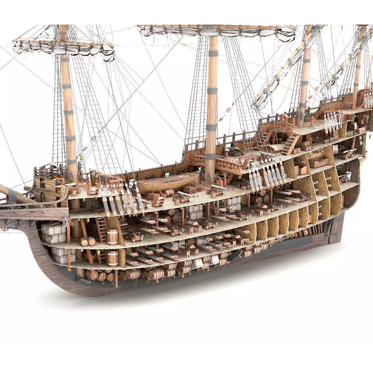 Galleon - Highly Detailed Interior 3D Model - View 2