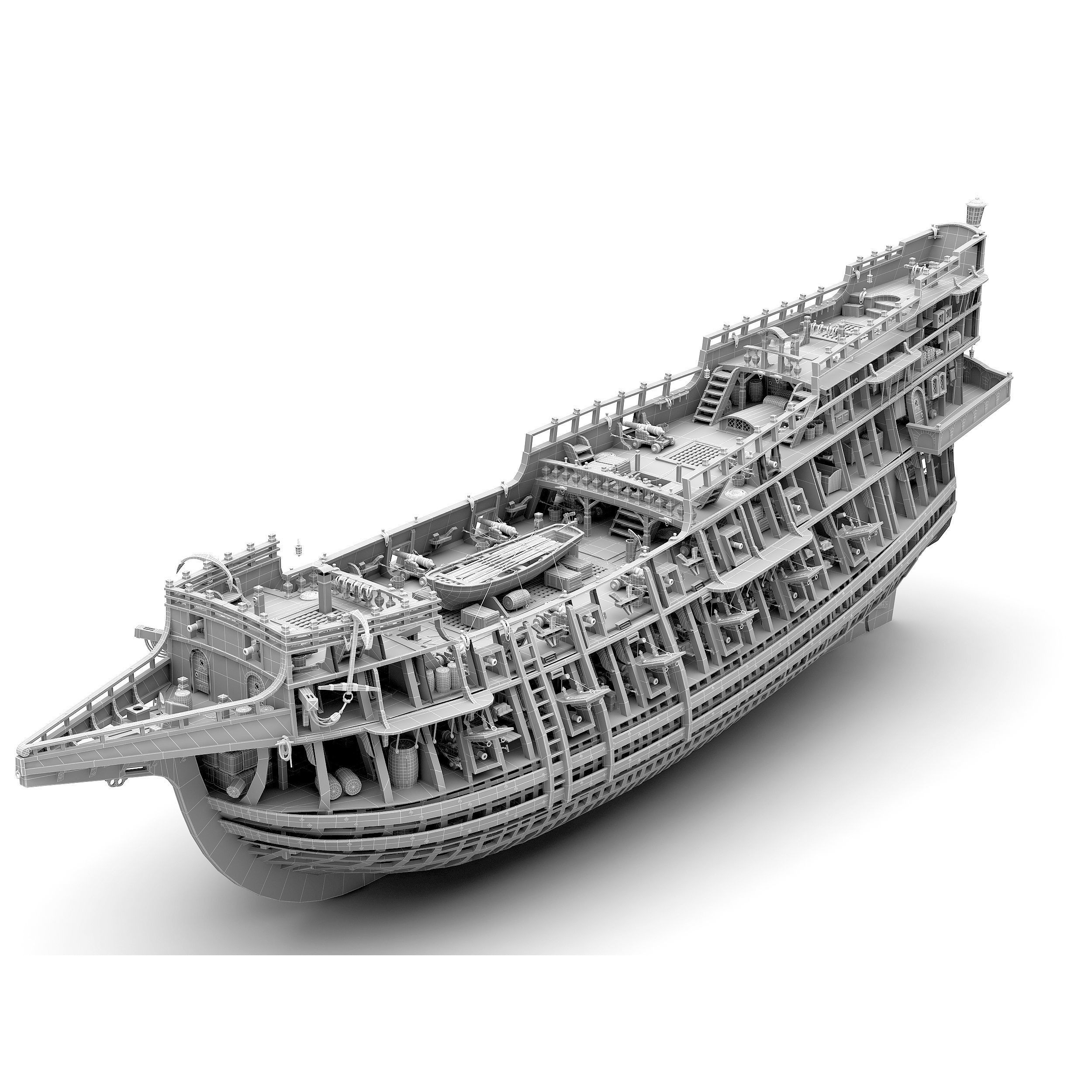 Galleon - Highly Detailed Interior 3D Model - View 30