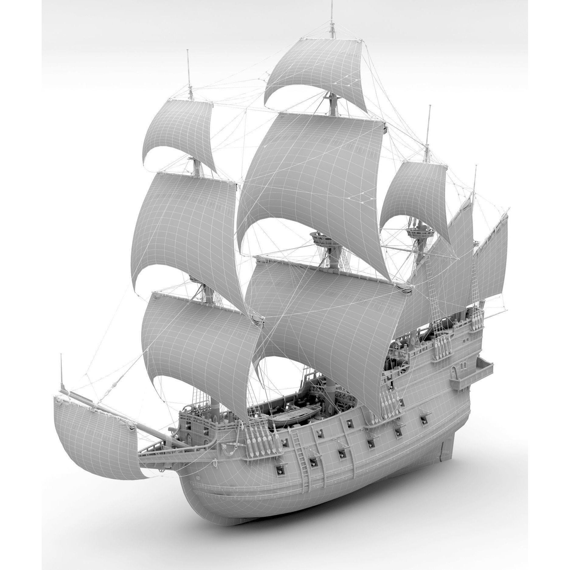 Galleon - Highly Detailed Interior 3D Model - View 33