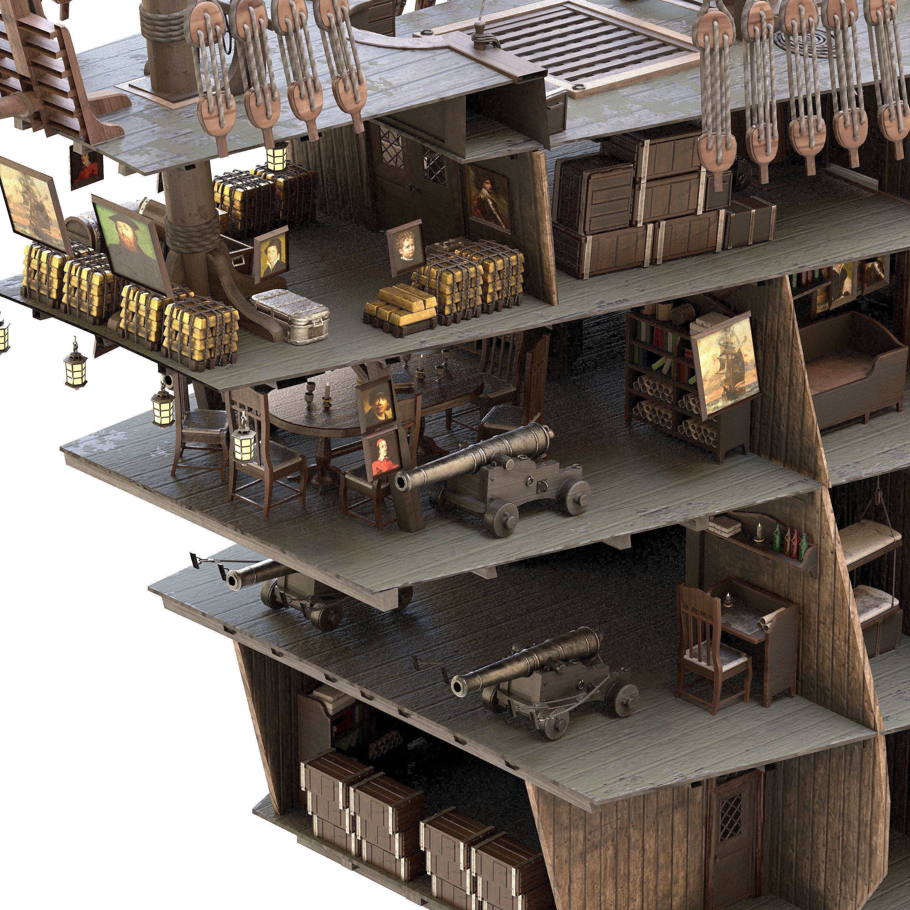 Galleon - Highly Detailed Interior 3D Model - View 6