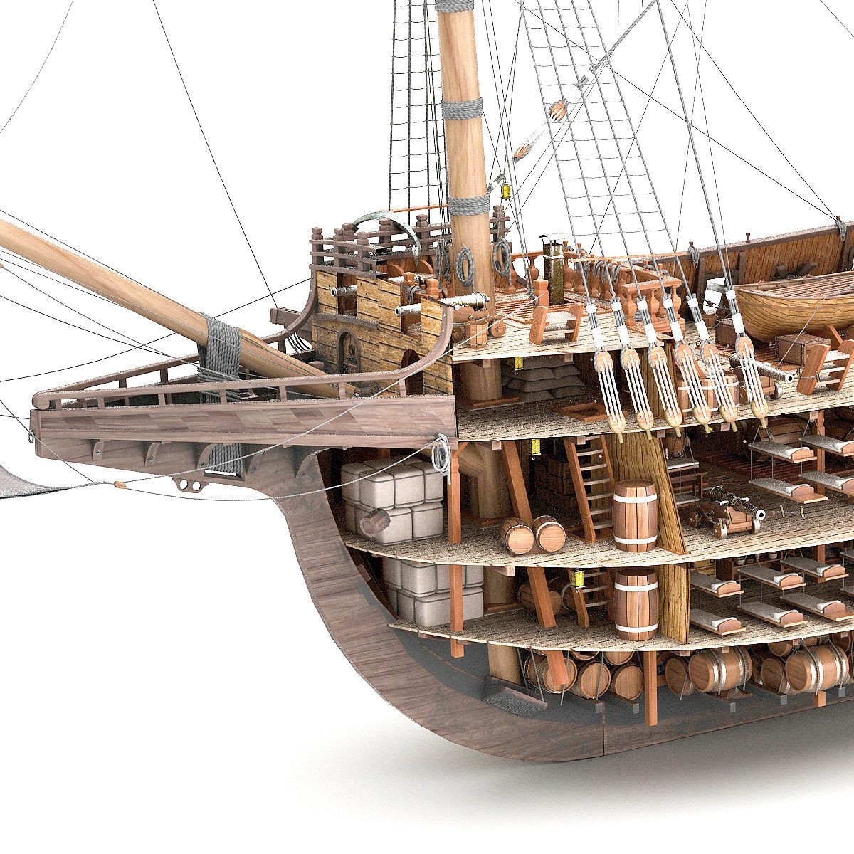 Galleon - Highly Detailed Interior 3D Model - View 8