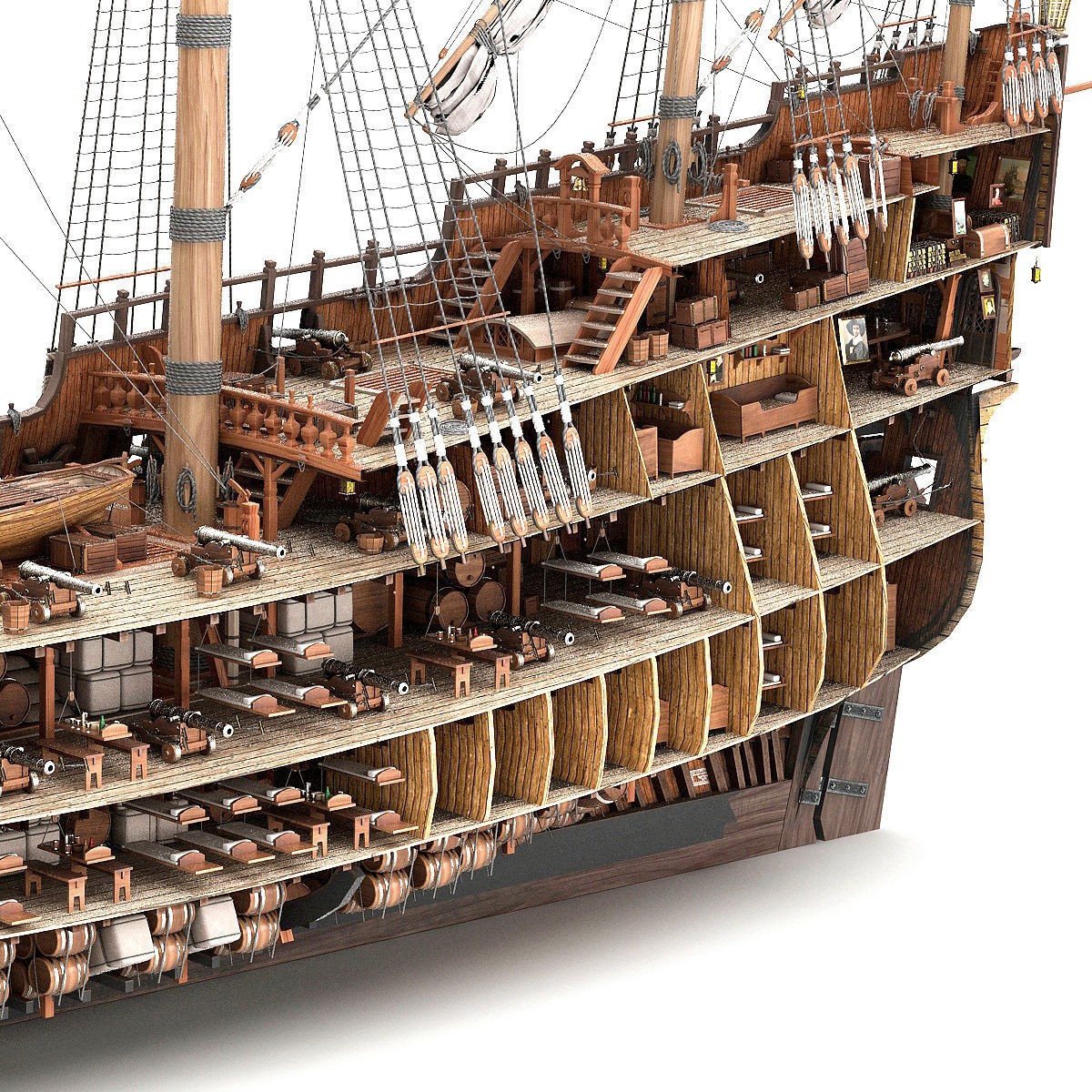 Galleon - Highly Detailed Interior 3D Model - View 9