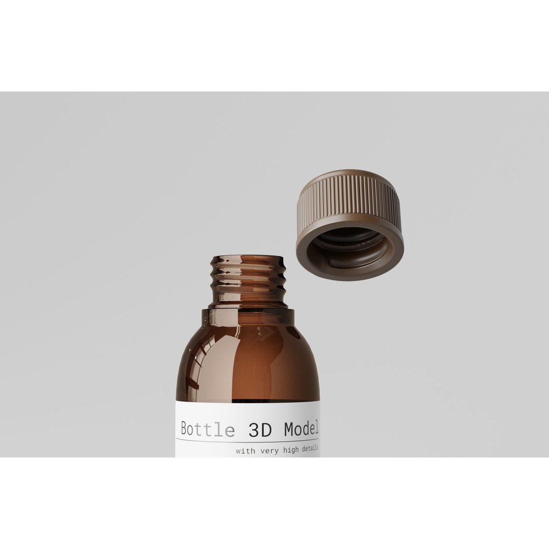 Medicine Bottle 3D Model – High Poly PBR Asset, FBX & OBJ Formats - View 4