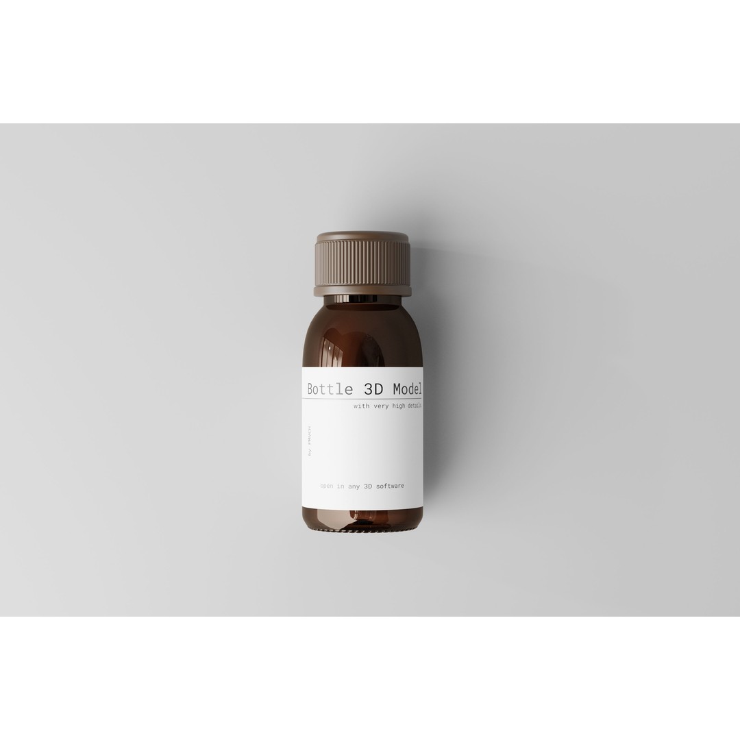 Medicine Bottle 3D Model – High Poly PBR Asset, FBX & OBJ Formats - View 6