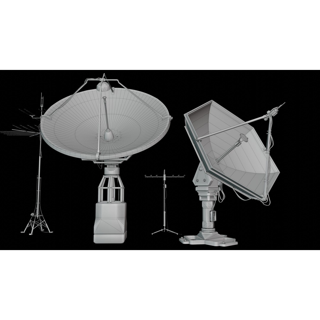 Satellite Antenna 3D Model – Low Poly Game Asset, FBX, PBR Textures
