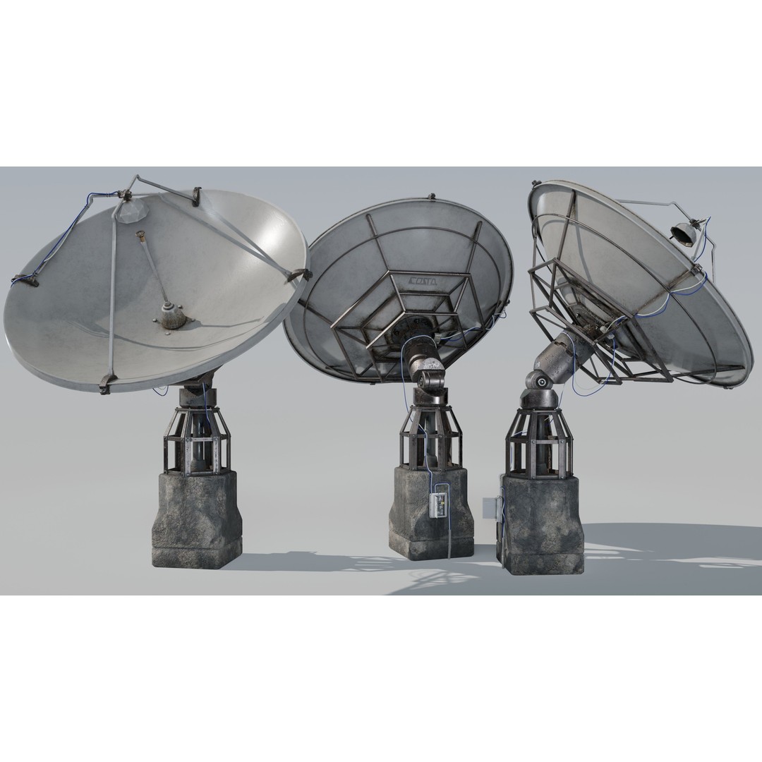 Satellite Antenna 3D Model – Low Poly Game Asset, FBX, PBR Textures - View 12